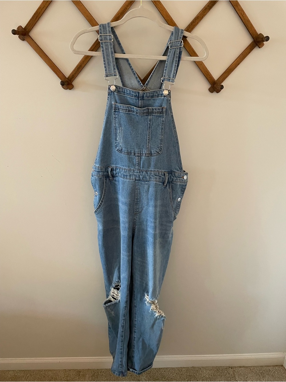 wild fable Light Blue Distressed Denim Overalls